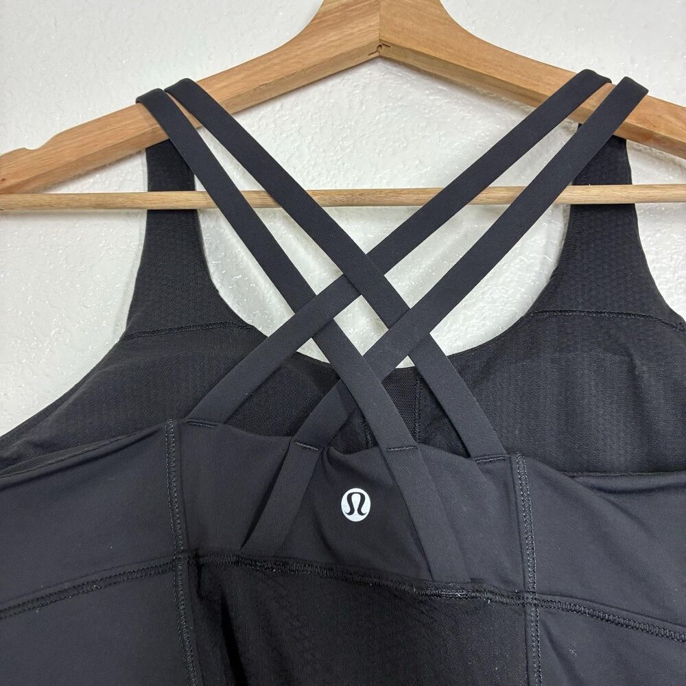 Lululemon Energy Tank Top Medium Black Crossback Built In Bra Athletic Yoga - Picture 4 of 11